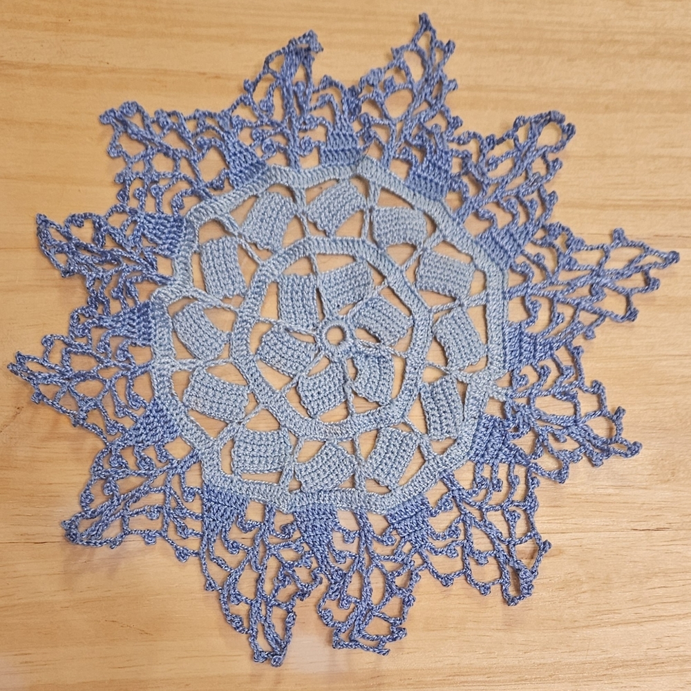 Handmade Blue Crochet Doily